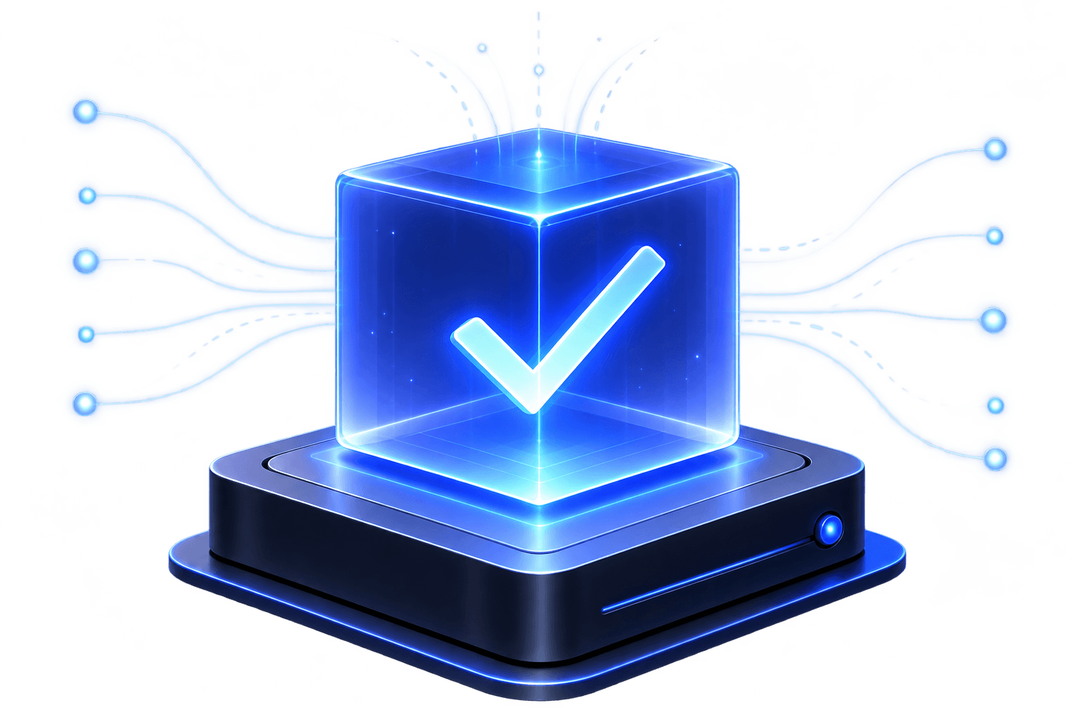A verified verdict sealed in a cube, fed by independent evidence sources